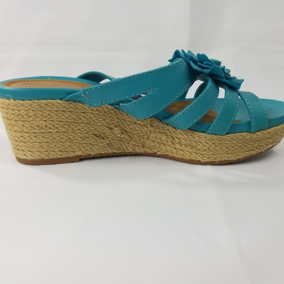 Sole Sense Ability Wedge Sandals Blue Floral NIB - Picture 5 of 7